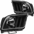 Ocpty Headlight Assembly Pair Replacement For 2005-2009d For Mustang Black Housing Clear Lens Bulbs Not Included