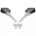 Krator Chrome And Black Skeleton Hand Mirrors Universal Motorcycle Cruiser M8 M10 H-d Black