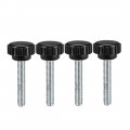 M6 X 40mm Metric Male Thread Knurled Clamping Knobs Grip Thumb Screw On Type Hand Handle Bolt With Plastic Black 4 Pcs 