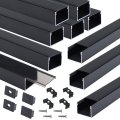 Muzata 10pack 6 6ft 2m Plu-size Black Led Channel System 18x13mm Wide U Shape With Smoky Cover Aluminum Profile Track For 