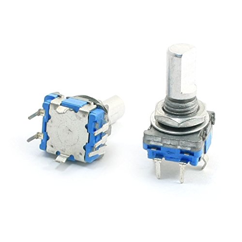 2pcs 6mm Metal D Shaft 5 Pins 360 Degree Rotary Encoder W Push Button Switch