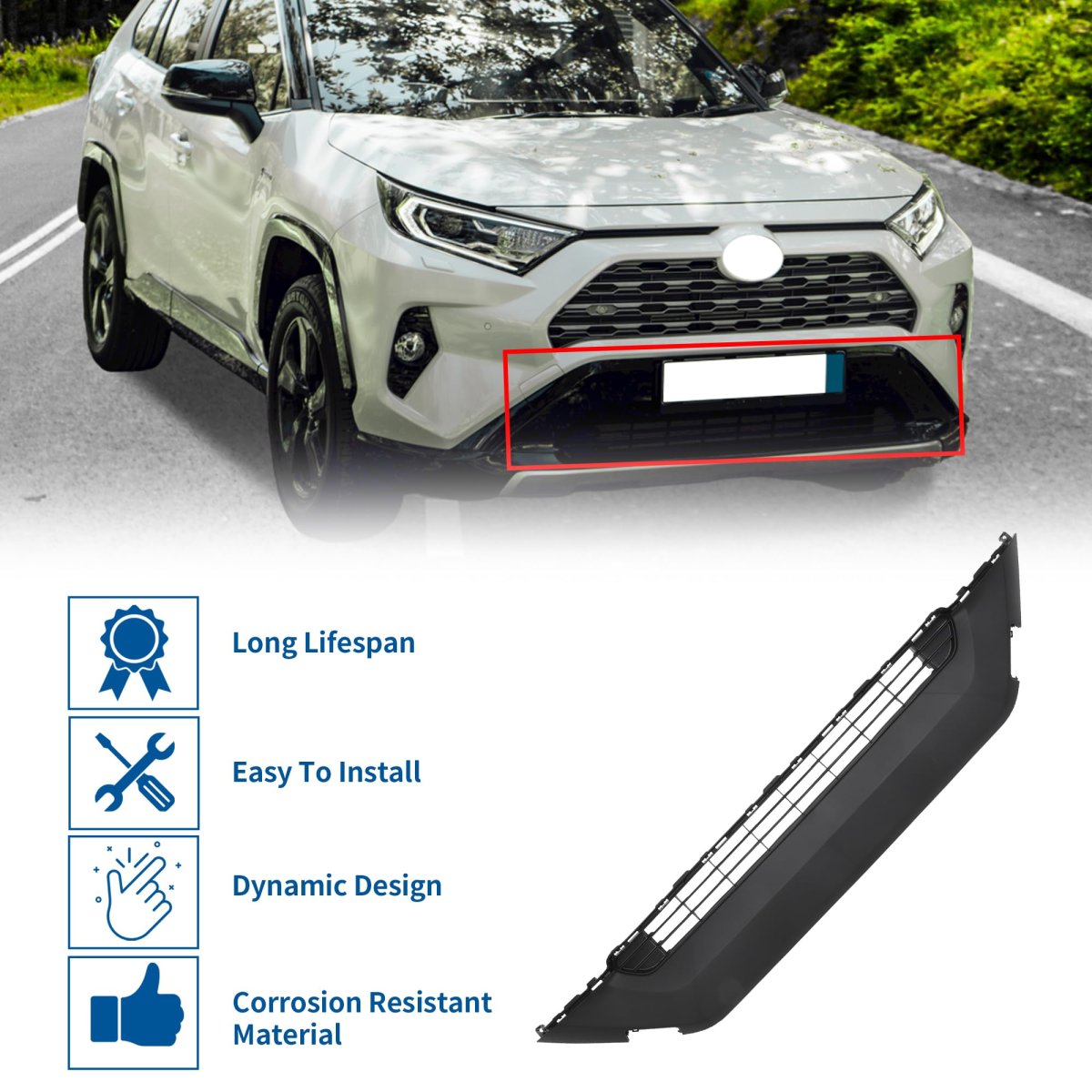 No 531130r090 Front Lower Hood Bumper Grille For Toyota Rav4 2019-2022 Kidney Grill Black