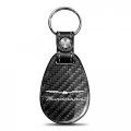 Ipick Image Compatible With Ford Thunderbird Real Black Carbon Fiber Leather Strap Large Tear Drop Key Chain