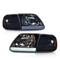 Pit66 Led Drl Headlights Fit 1997-2003 Ford F150 2004 Heritage 1998-1999 F250 1997-2002 Expedition Smoke Lens Black Housing 