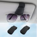 Sunglass Holder For Car Visor Sunglasses Clip Magnetic Leather Glasses Eyeglass Interior Accessories Woman Man -2 Packs Black 