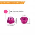 Uxcell Nylon Insert Hex Lock Nuts 4pcs M4 X 0 7mm Aluminum Alloy Self-locking Anodizing Flange Nut For Fasteners Pink