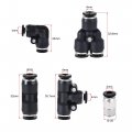 Uxcell Pneumatic 4mm Od Pu Air Hose Tubing Kit 5m Blue With Black Push To Connect Fittings