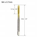 Uxcell Metric Machine Tap M4 X 0 7mm H2 Titanium Coated Ti-coated High Speed Steel 3 Straight Flutes Screw Thread Tapping