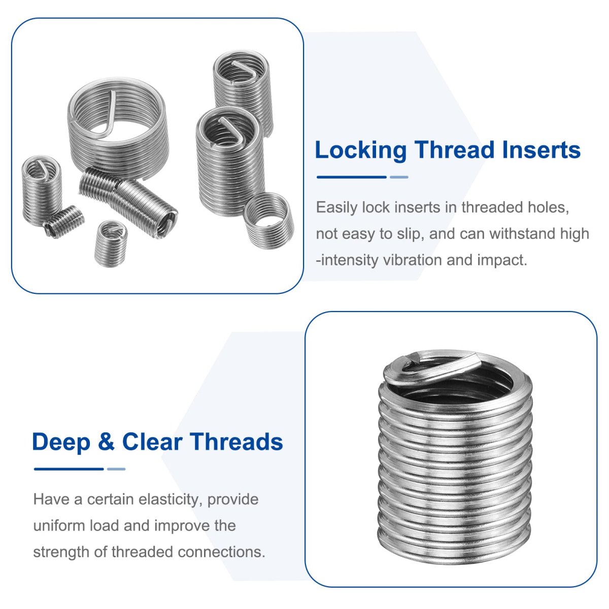 50pcs Wire Thread Inserts 3 8-16 Unc 2d 4 304 Stainless Steel Helical Type Coiled Repair Kit Screw Threaded Sleeve Sheath For