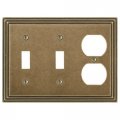 Amerelle Steps Double Toggle Single Duplex Cast Metal Wallplate In Rustic Brass 