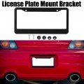 X Autohaux Aluminum Alloy License Plate Frame Cover 2 Hole For Car Front Rear Holder With Screws Caps Black Mounting