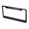 X Autohaux Aluminum Alloy License Plate Frame Cover 2 Hole For Car Front Rear Holder With Screws Caps Black Mounting