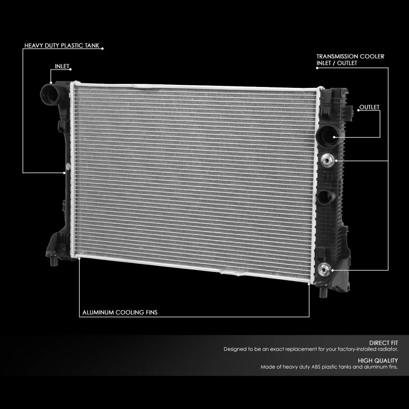 A Dna Motoring Oem-ra-132 Factory Style Aluminum Core Radiator For 10-12 Mercedes-benz C250 Glk350 1 8l 3 0l 3 5l Non Pzev