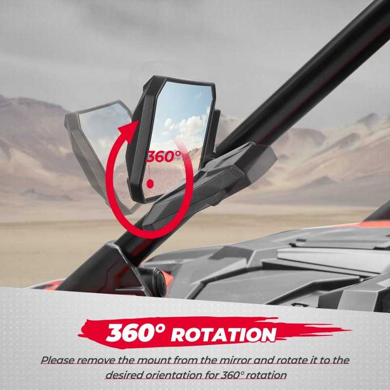 Utv Side Mirrors For 1 6 In To 2 Roll Bar Cage Adjustable And Breakaway Rearview Polaris Rzr Canam Maverick X3 Talon Kawasaki