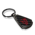 Dodge Demon Red Real Carbon Fiber Teardrop Keychain Gunmetal Black Metal Pendant With Official Licensed Logo 2 125 In X 1 25