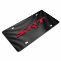 Ipick Image Compatible With Dodge Jeep Srt In Red 3d Logo On Black Carbon Fiber Patten Stainless Steel License Plate