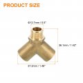 Uxcell Brass Tee Pipe Fitting 1 4 X Npt 3 Way Y-connector Coupler Adapter For Gas Transport Connect Pipelines 2 Pcs
