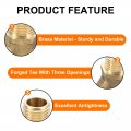 Uxcell Brass Tee Pipe Fitting 1 4 X Npt 3 Way Y-connector Coupler Adapter For Gas Transport Connect Pipelines 2 Pcs