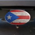 Rustic Distressed Puerto Rico Flag Wood Look Oval Tow Trailer Hitch Cover Plug Insert