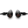 Krator 2pcs Black Heavy Duty Motorcycle Turn Signals Finned Grill Scalloped Blinkers For Yamaha Tmax C3 Ca Cv50 80 400 500