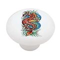 Sea Horse And Flowers Decorative High Gloss Ceramic Drawer Knob 