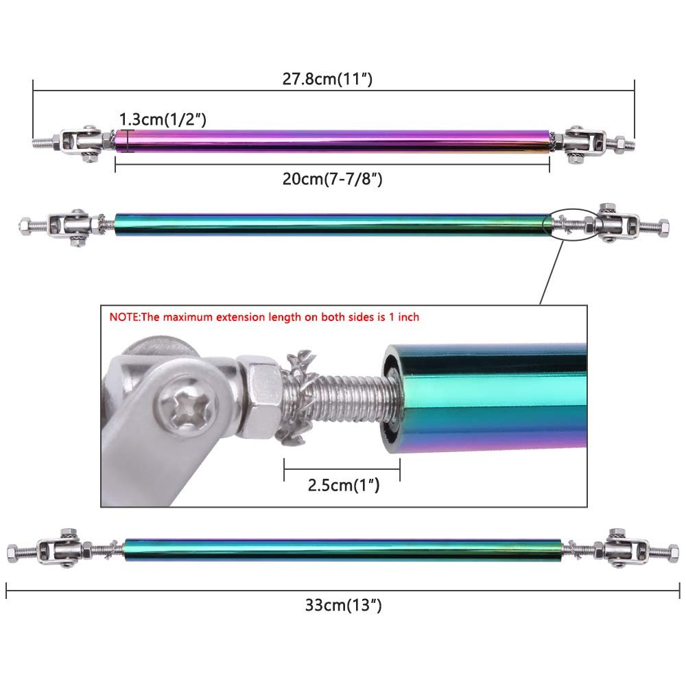2pcs Adjustable Splitter Strut Rods 8 -13 Front Lip Rod Bumper Universal Tie Support Bars Multicolor 10