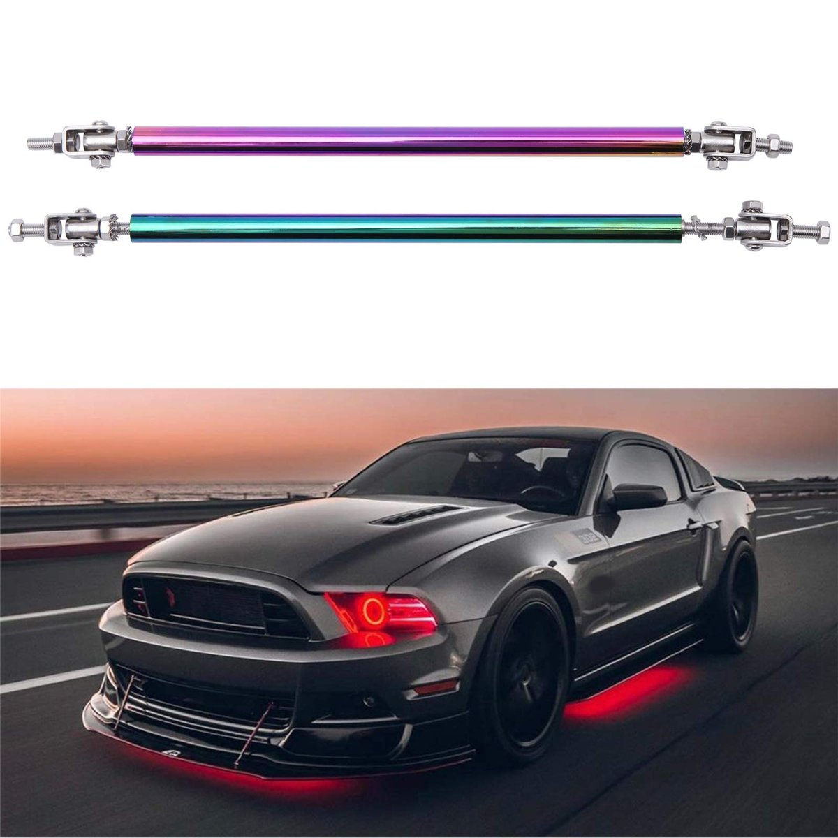 2pcs Adjustable Splitter Strut Rods 8 -13 Front Lip Rod Bumper Universal Tie Support Bars Multicolor 10