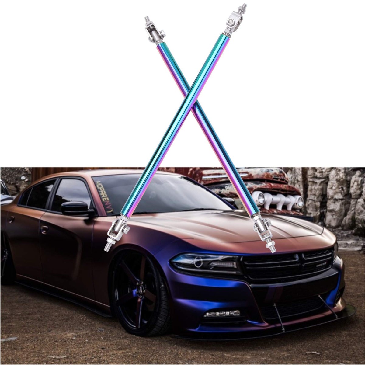 2pcs Adjustable Splitter Strut Rods 8 -13 Front Lip Rod Bumper Universal Tie Support Bars Multicolor 10