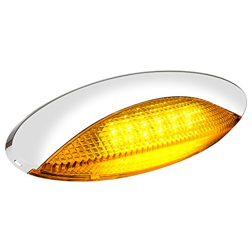 Fixture w/Clear Amber Lens 110 or 170 LUM Gold Stars F3528006 Cool White RV LED Oval Porch Light 