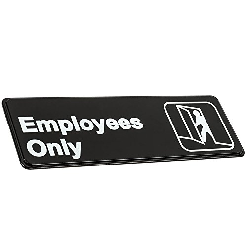 Employees Only Sign for Door - Black and White, 9 x 3-inches Employees ...