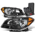 Auto Dynasty Black Housing Amber Corner Headlight Head Lamps Tool Kit For Chevy Malibu 08-12