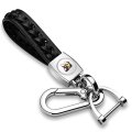 Dodge Scat-pack White Braided Rope Style Genuine Leather Chrome Hook Key Chain