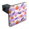 Cute Peaches And Eggplants On Stripes Pattern Tow Trailer Hitch Cover Plug For 1 25 In Receivers Black Abs Plastic With Uv