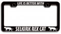Life Is Better With Selkirk Rex Cat Pets Black Metal License Plate Frame Tag Holder L46