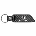 Ipick Image For Honda Civic Real Carbon Fiber Blade Style With Black Leather Strap Key Chain