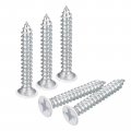 Flat Head Phillips Self Tapping Wood Screws St3 5x25mm White Carbon Steel Zinc Plated Drilling For Woodworking 25 Pieces