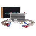 Universal An10 Engine Transmission Oil Cooler Kit For Japanese Model 19 Row Silver Aluminum With Filter Thermostat Adapter A