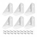 6pcs Angle Corner Brackets 38x19x38mm Cold Rolled Steel Braces Joining Support With Screws For Desk Bed Edge White