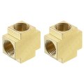 2pcs Brass 4 Way Pipe Fitting G1 Female Barstock Cross Adapter For Water Fuel Air Transport Connect Pipelines
