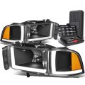 Led Drl Black Amber Side Headlight Corner Lamps Tool Kit Compatible With Dodge Ram Truck 94-02