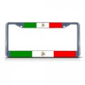 Sign Destination Metal Insert License Plate Frame Italian Sicily Flag Weatherproof Car Accessories Chrome 2 Holes Solid Set Of