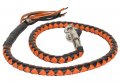Motorcycle Biker Get Back Whip Genuine Leather 42 Long Black Orange