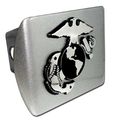 United States Us Marine Corps Usmc Brushed Silver With Chrome A Egaa Emblem Trailer Hitch Cover Fits 2 Inch Auto Car Truck