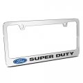 Ford Super Duty 3d Embossed Letters On Mirror Chrome Metal License Plate Frame