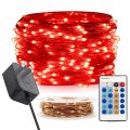 Dimmable Red String Lights Plug In 66 Ft 200 Led Copper Wire Fairy With Remote Control Waterproof For Indoor And Outdoor