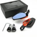 Okstno 1set 7 8 22mm Universal Motorcycle Aluminum Rear View Handle Bar End Side Rearview Mirrors Orange