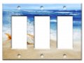 Art Plates Three Gang Rocker Decora Gfci Switch Plate Cover Sea Shells By The Ocean Waves Beach