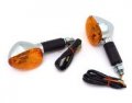 Mini Black And Chrome Turn Signals With Amber Lens Single Filament 4 In X 2 1 5 Pair Mounting Hardware Bullet Connectors