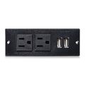 Desktop Power Grommet 2-socket And 2-usb Convex Surface Black