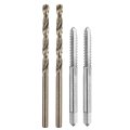 Tap And Drill Bit Set 2pcs 10-24 Unc Straight Flute Thread Screw Taps 3 8mm Twist Bits Uncoated Roasted Yellow Hss-6542 M35